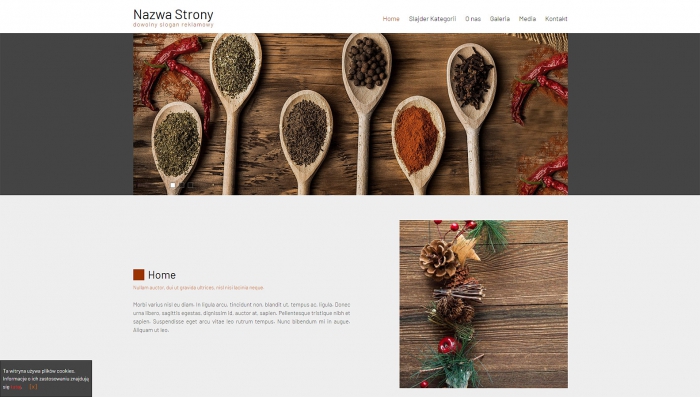 przykład strony głównej z górnym banerem w pokazie slajdów