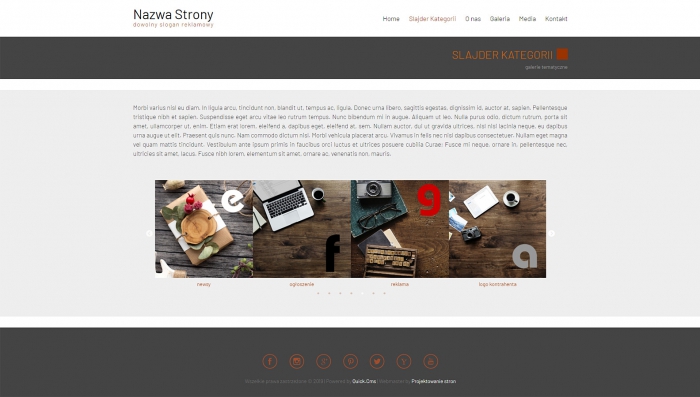 przykład przesuwanych grafik, jako wejścia do poszczególnych podstron