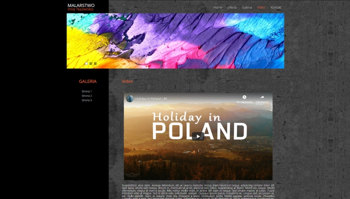 przykładowe strony, gotowa strona dla artysty, przykładowe szablony stron