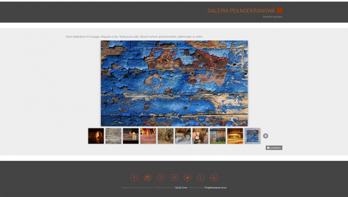 przykład galerii, która umożliwa wyświetlanie zdjęć z trybie pełnego ekranu