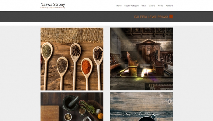 przykład szablonu strony internetowej z prezentacją fotografii