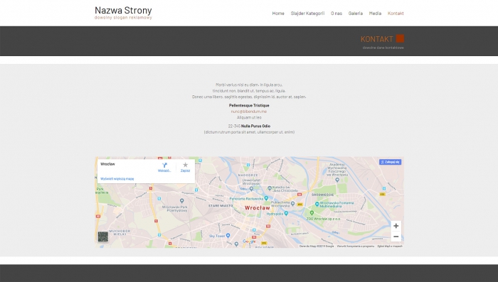 przykład strony kontaktowej z publikacją bezpłatnej mapy dojazdowej