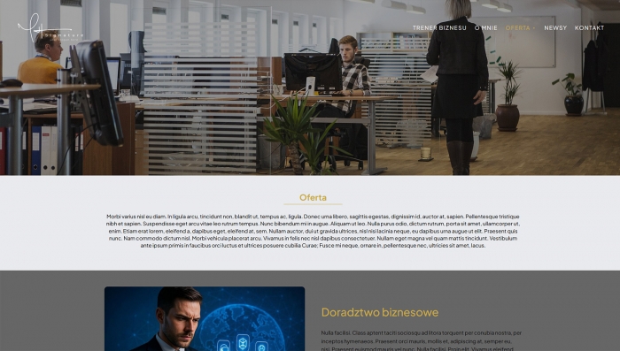 przykład strony dla doradcy biznesowego