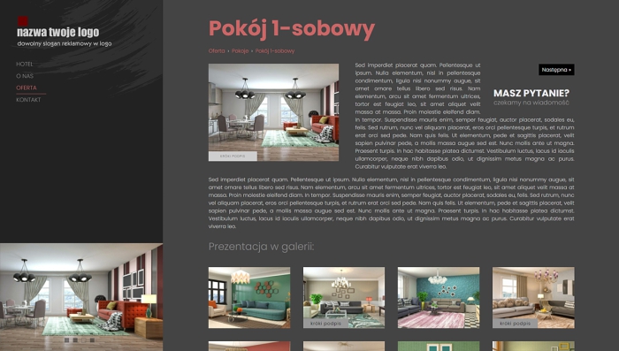 gotowe strony dla hoteli - przykładowy szablon