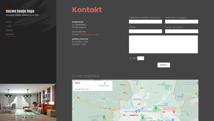 gotowe strony dla hoteli - przykładowy szablon