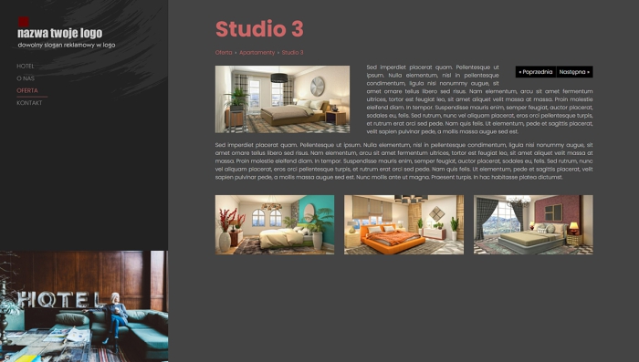 gotowe strony dla hoteli - przykładowy szablon