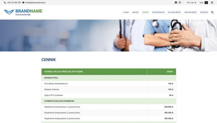gotowe strony medyczne - przykład projektu
