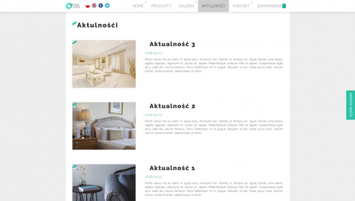 przykładowa strona z możliwością prezentowania newsów w formie bloga