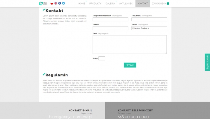 przykładowa strona oferty z możliwością zadania dedykowanego pytania