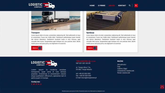 demo strony firmy transportowej
